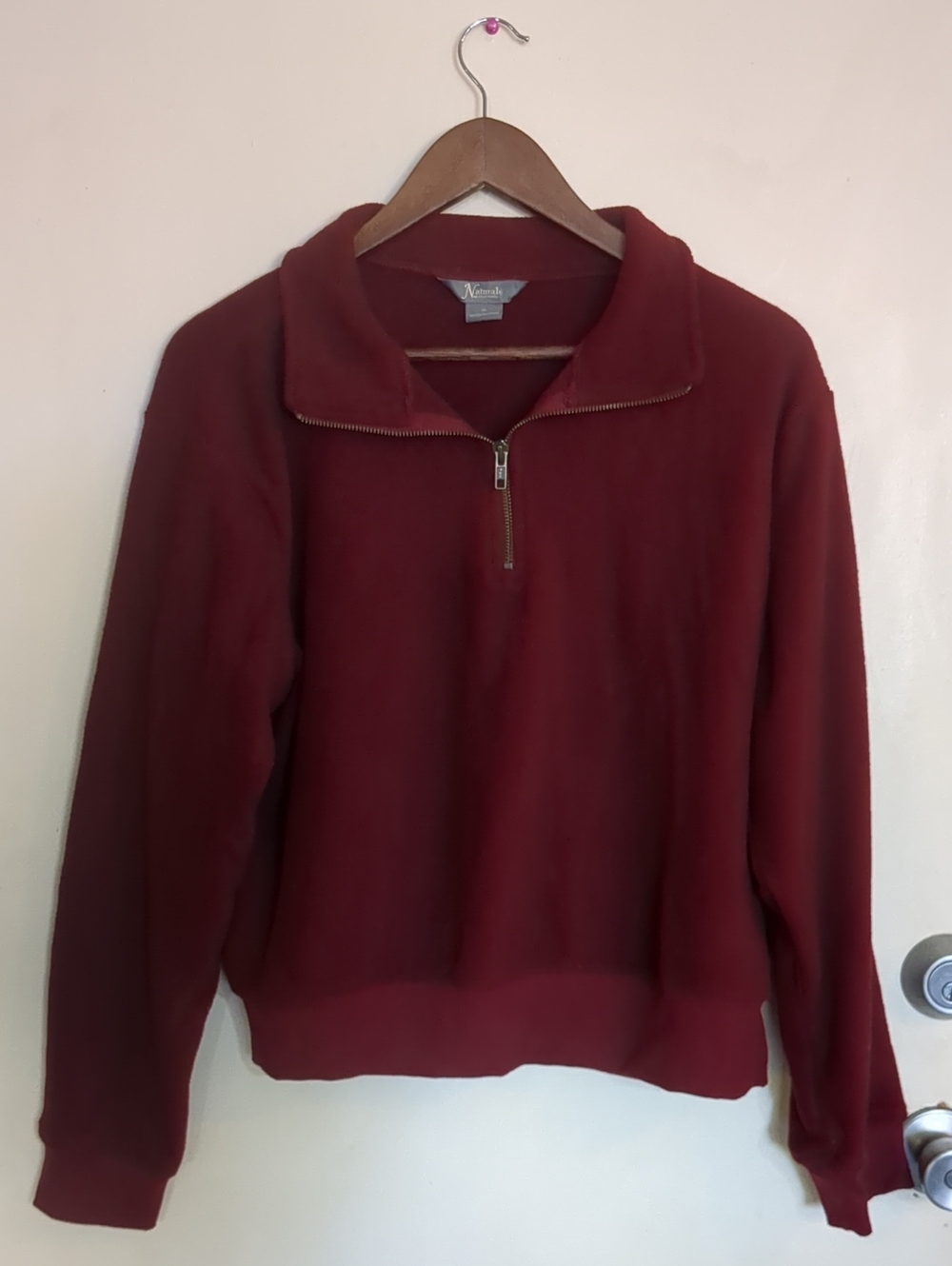 Women's Natural Reflections Burgundy Fleece Quarter Zip Pullover Sweater M